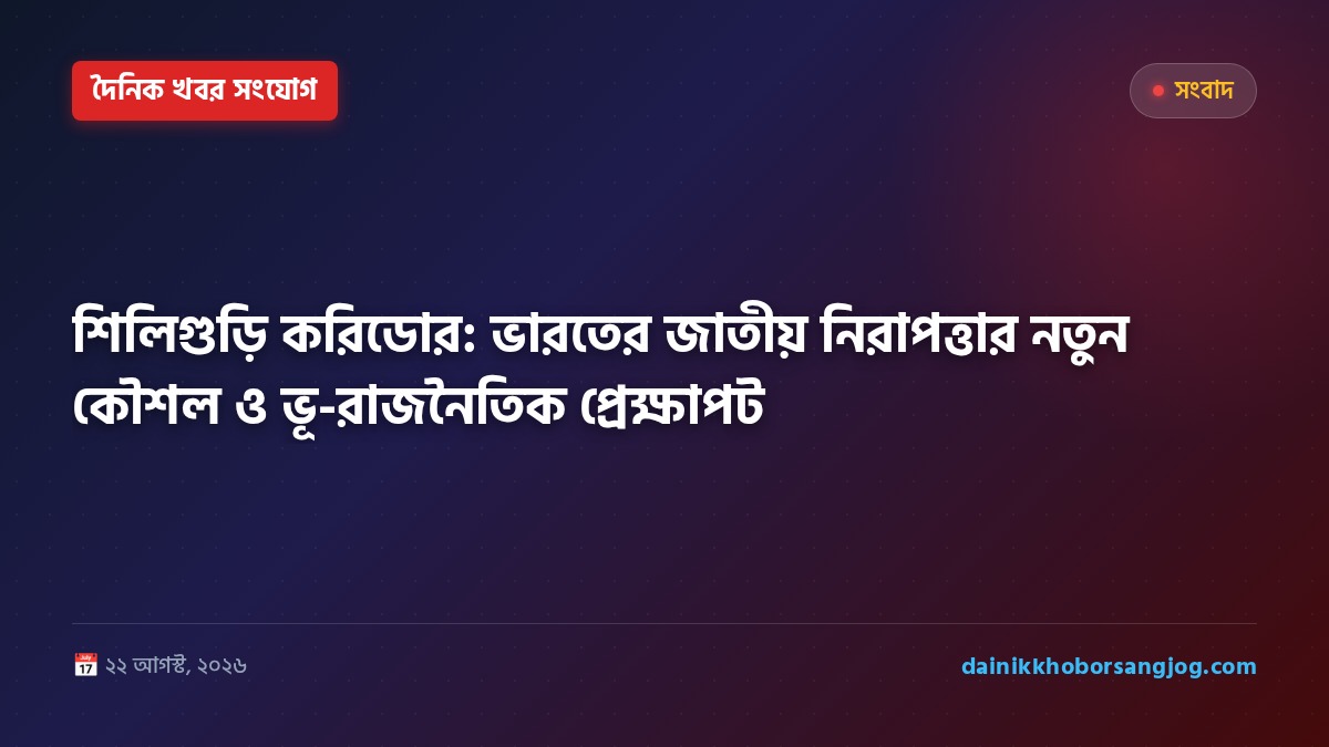শিলিগুড়ি করিডোর: ভারতের জাতীয় নিরাপত্তার নতুন কৌশল ও ভূ-রাজনৈতিক প্রেক্ষাপট